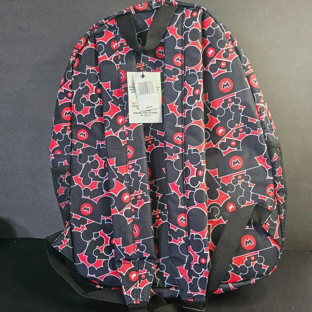 NWT Disney Parks Mickey Ears Bookbag Backpack Red Black 16